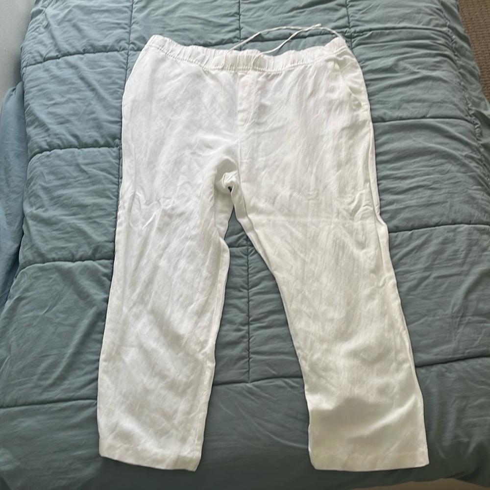 XL straight white linen pants HM